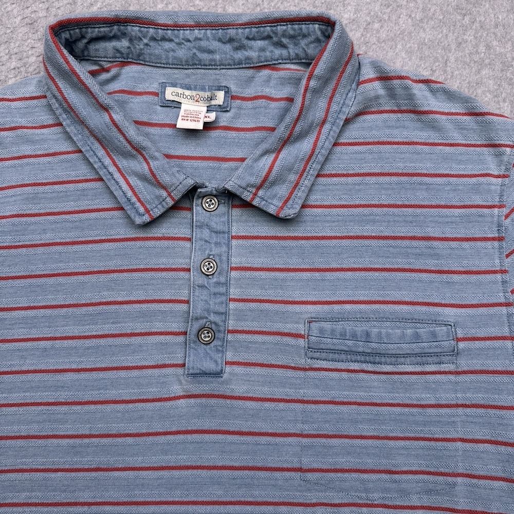 Carbon 2 Cobalt Polo Shirt Men's XL Striped Effortlessly Cool Breathable Golf‎